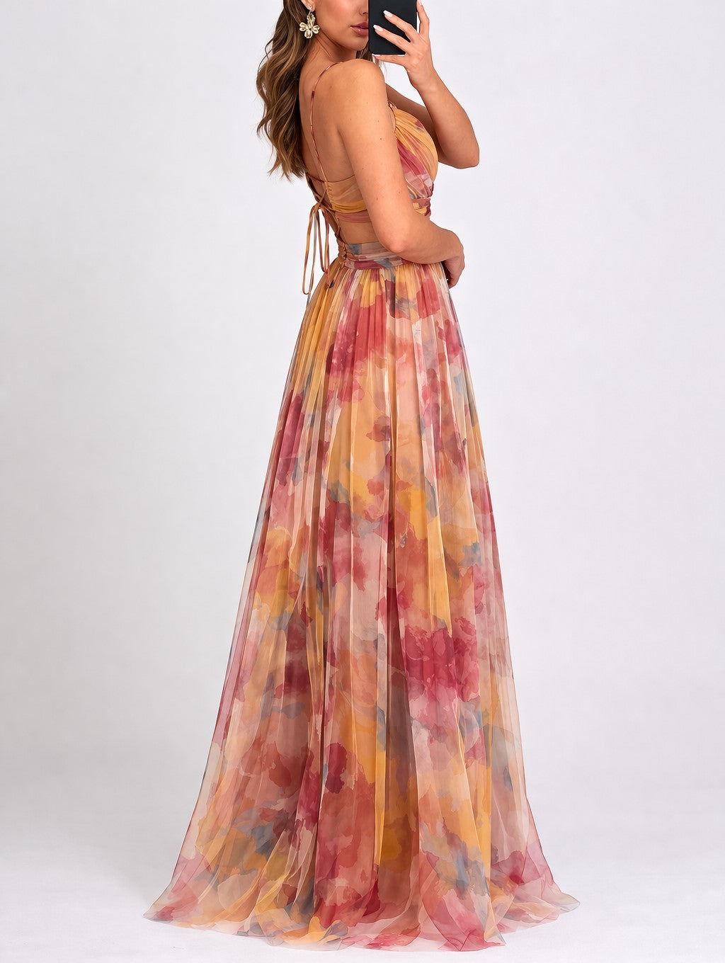 Women’s Printed Cut Out Maxi Dress